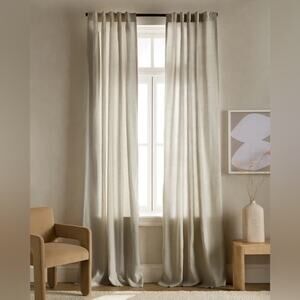 Quince European Linen Curtain Panel Light Filtering Sage Green Size 96”x108”